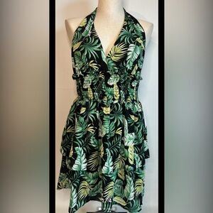 Almost Famous Tropical Green Backless Dress